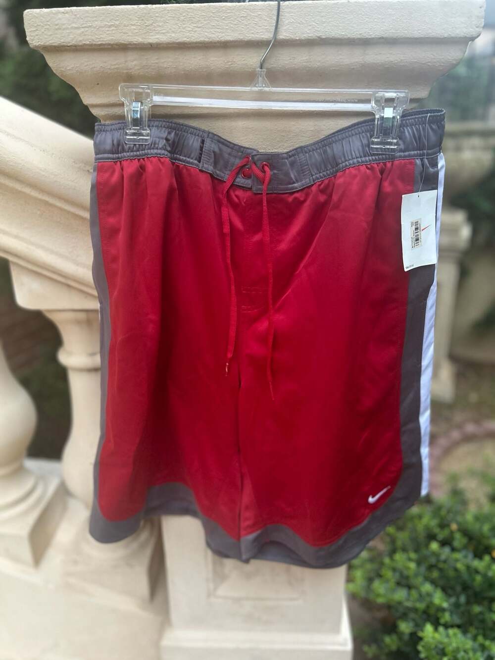 Nike Swim Shorts Colorblock Red Gray Performance Trunks XL